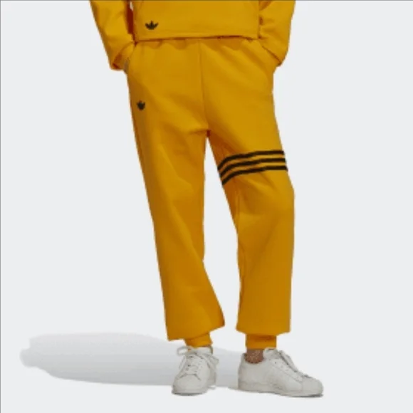 Adidas Neoclassic Yellow Joggers with Black Stripes - Picture 1 of 7